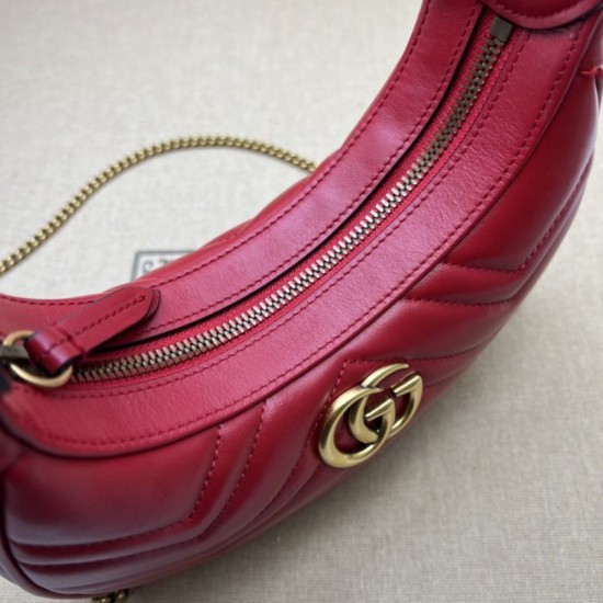 Replica Mini borsa a forma di mezzaluna Gucci GG Marmont 699514 rossa