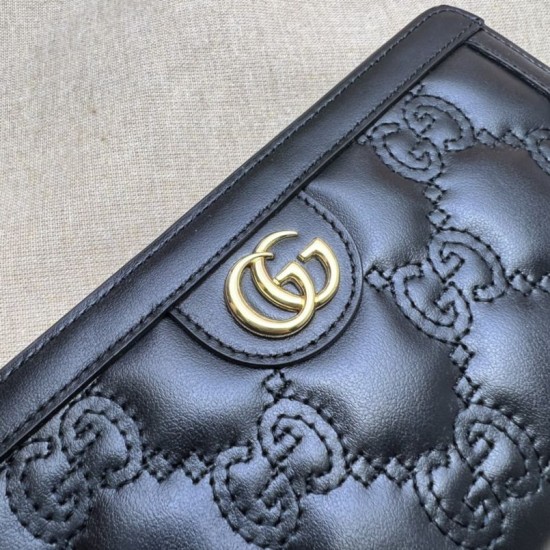 Replica Portafoglio zip around Gucci GG Matelassé 723784 Nero