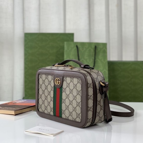 Replica Borsa a spalla Gucci Ophidia piccola con nastro Web 739392 Marrone