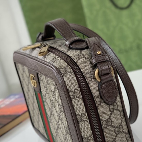 Replica Borsa a spalla Gucci Ophidia piccola con nastro Web 739392 Marrone