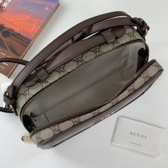 Replica Borsa a spalla Gucci Ophidia piccola con nastro Web 739392 Marrone