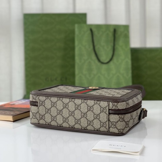 Replica Borsa a spalla Gucci Ophidia piccola con nastro Web 739392 Marrone