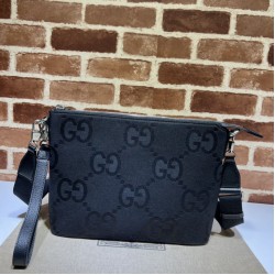 Replica Borsa a tracolla media Gucci Jumbo GG 739668 Nera