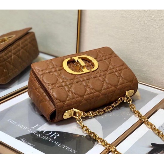 Replica Christian Dior Piccola Borsa Caro Cannage Pelle Di Vitello Marrone