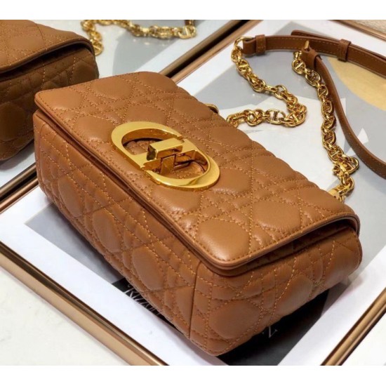 Replica Christian Dior Piccola Borsa Caro Cannage Pelle Di Vitello Marrone