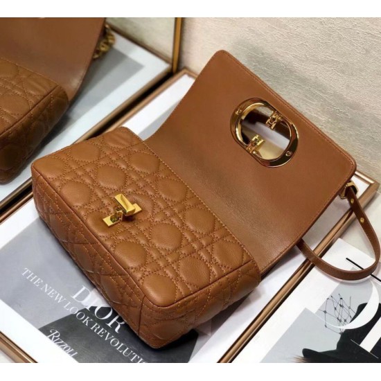 Replica Christian Dior Piccola Borsa Caro Cannage Pelle Di Vitello Marrone