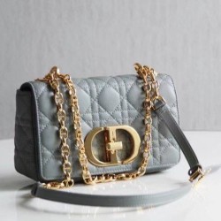 Replica Borsa Caro piccola Christian Dior Cannage in pelle di vitello blu nuvola