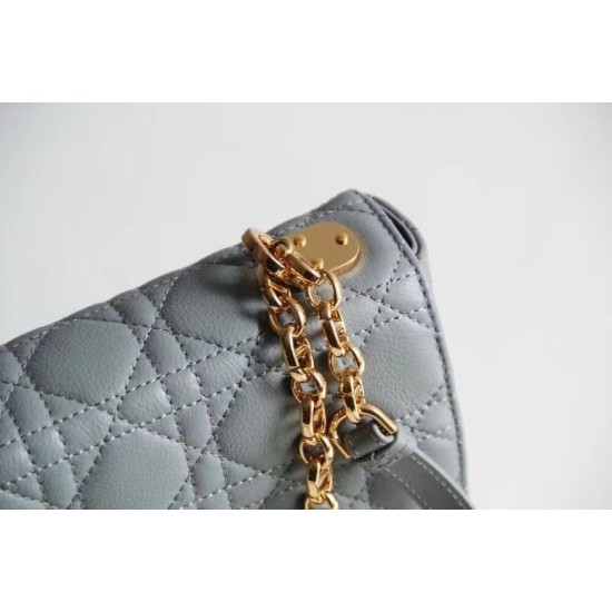 Replica Borsa Caro piccola Christian Dior Cannage in pelle di vitello blu nuvola