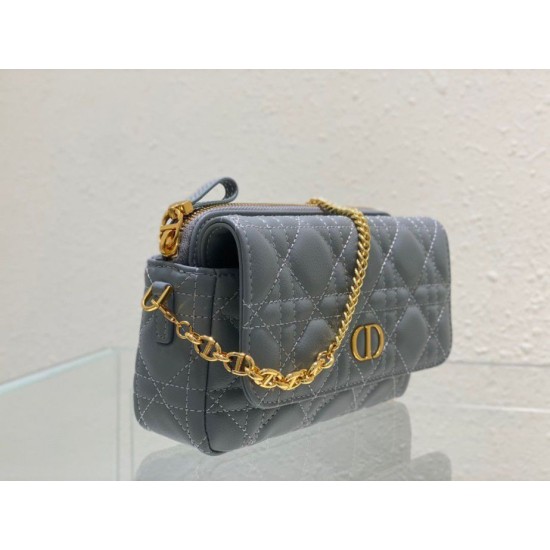 Replica Christian Dior Caro Pouch Cannage Vitello Blu