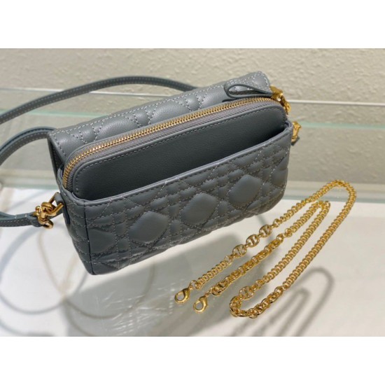Replica Christian Dior Caro Pouch Cannage Vitello Blu