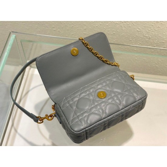 Replica Christian Dior Caro Pouch Cannage Vitello Blu