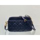 Replica Christian Dior Caro Pouch Cannage in pelle di vitello nera