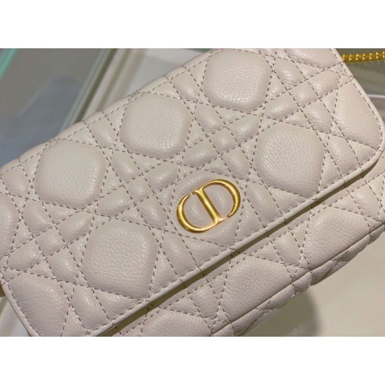 Replica Christian Dior Caro Pouch Cannage Vitello Bianco