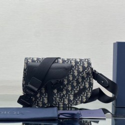 Replica Christian Dior Saddle Men Pouch Dior Oblique Jacquard Beige / Nero