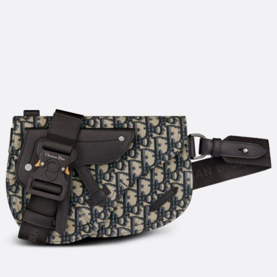 Replica Christian Dior Saddle Men Pouch Dior Oblique Jacquard Beige / Nero