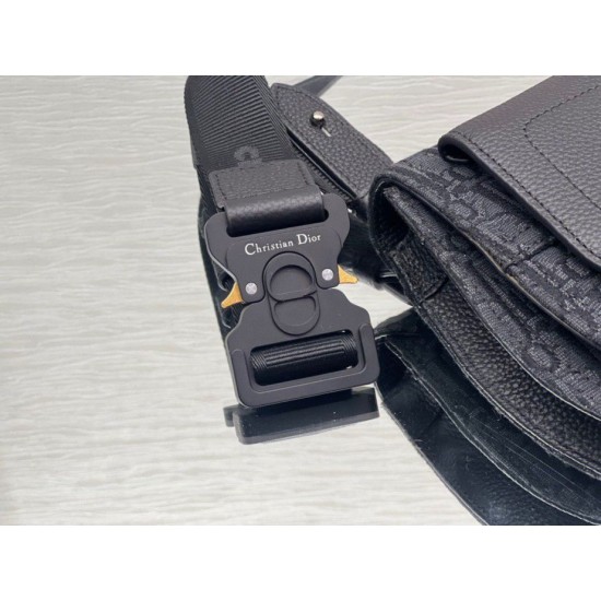 Replica Christian Dior Saddle Men Pouch Dior Oblique Jacquard nero