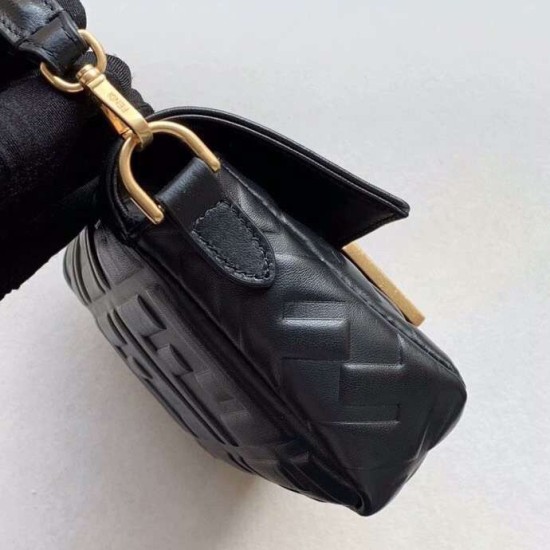 Replica Borsa con motivo FF Mini Baguette Fendi nera