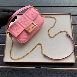 Replica Borsa Fendi Mini Baguette Motivo FF Rosa
