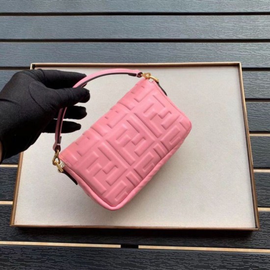 Replica Borsa Fendi Mini Baguette Motivo FF Rosa