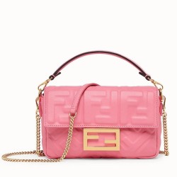 Replica Borsa Fendi Mini Baguette Motivo FF Rosa