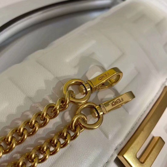 Replica Borsa Fendi Mini Baguette Motivo FF Bianca