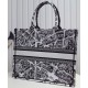 Replica Christian Dior Large Dior Book Tote Borsa con motivo Plan de Paris ricamato nera / bianca