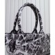 Replica Christian Dior Large Dior Book Tote Borsa con motivo Plan de Paris ricamato nera / bianca