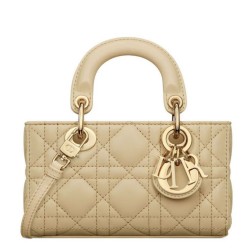 Replica Borsa Christian Dior Micro Lady d-Joy Latte Patent Cannage Vitello Albicocca