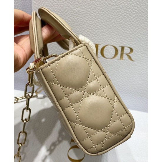 Replica Borsa Christian Dior Micro Lady d-Joy Latte Patent Cannage Vitello Albicocca