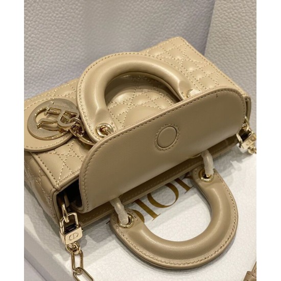 Replica Borsa Christian Dior Micro Lady d-Joy Latte Patent Cannage Vitello Albicocca