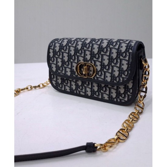 Replica Christian Dior 30 Montaigne Avenue Bag Box pelle di vitello blu scuro