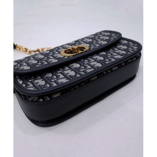 Replica Christian Dior 30 Montaigne Avenue Bag Box pelle di vitello blu scuro