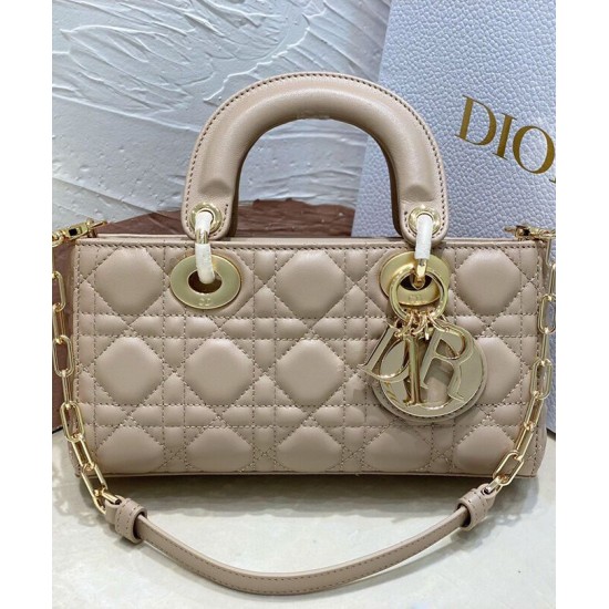 Replica Borsa Christian Dior Small Lady D-Joy Latte Patent Cannage Vitello Albicocca