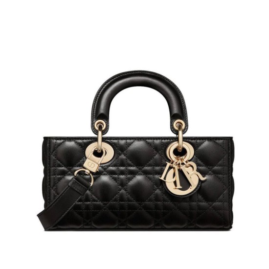 Replica Borsa Christian Dior Small Lady D-Joy Latte Patent Cannage Vitello Nero
