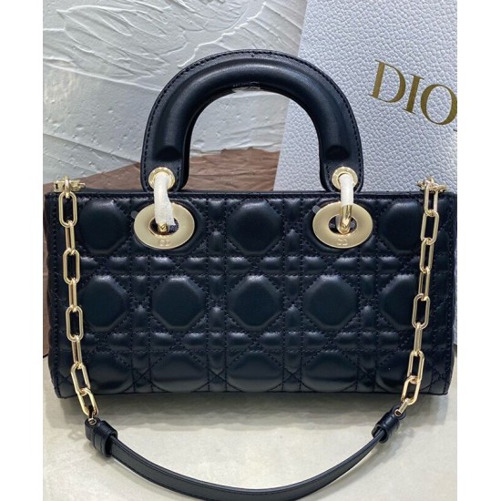 Replica Borsa Christian Dior Small Lady D-Joy Latte Patent Cannage Vitello Nero