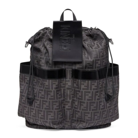 Replica Zaino jacquard Fendi con coulisse FF 7VZ056 Nero