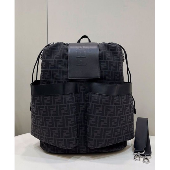 Replica Zaino jacquard Fendi con coulisse FF 7VZ056 Nero