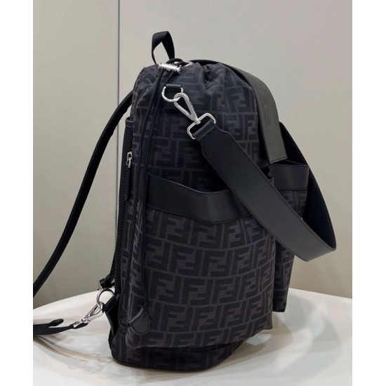 Replica Zaino jacquard Fendi con coulisse FF 7VZ056 Nero