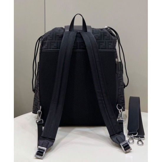 Replica Zaino jacquard Fendi con coulisse FF 7VZ056 Nero