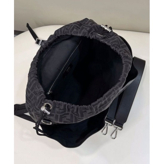 Replica Zaino jacquard Fendi con coulisse FF 7VZ056 Nero