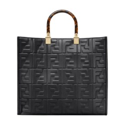 Replica Fendi borsa tote media con motivo Sunshine FF 8BH386 nera