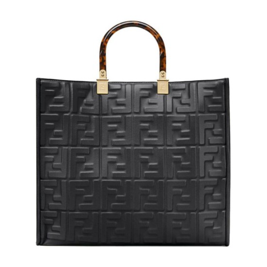 Replica Fendi borsa tote media con motivo Sunshine FF 8BH386 nera