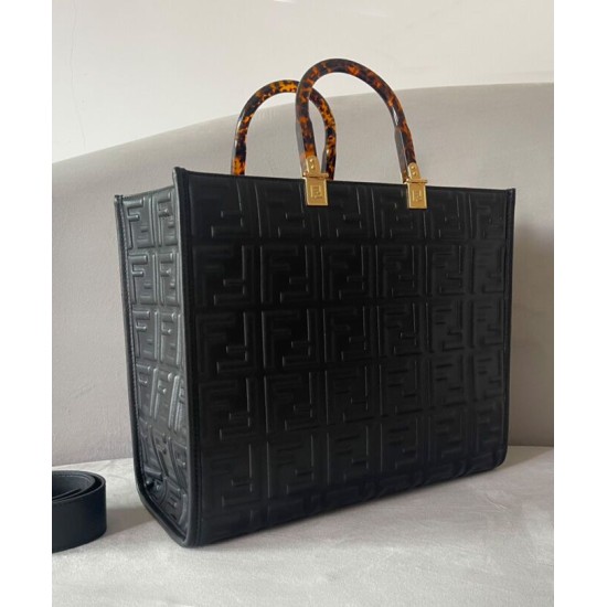 Replica Fendi borsa tote media con motivo Sunshine FF 8BH386 nera