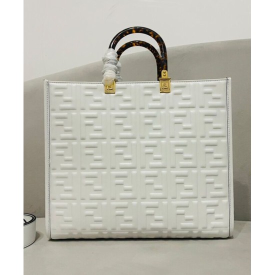 Replica Fendi borsa tote media con motivo Sunshine FF 8BH386 crema