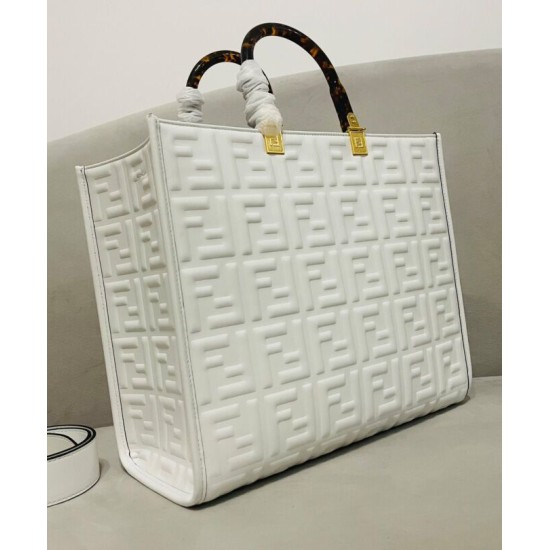 Replica Fendi borsa tote media con motivo Sunshine FF 8BH386 crema