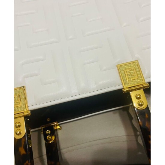 Replica Fendi borsa tote media con motivo Sunshine FF 8BH386 crema