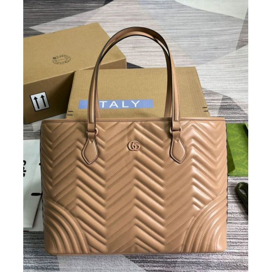 Replica Borsa tote grande Gucci GG Marmont 739684 Albicocca