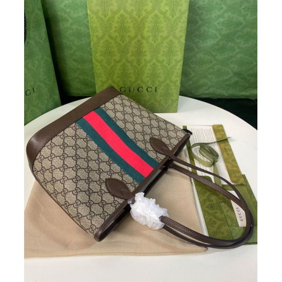 Replica Borsa tote piccola Ophidia Gucci 726762 Caffè scuro
