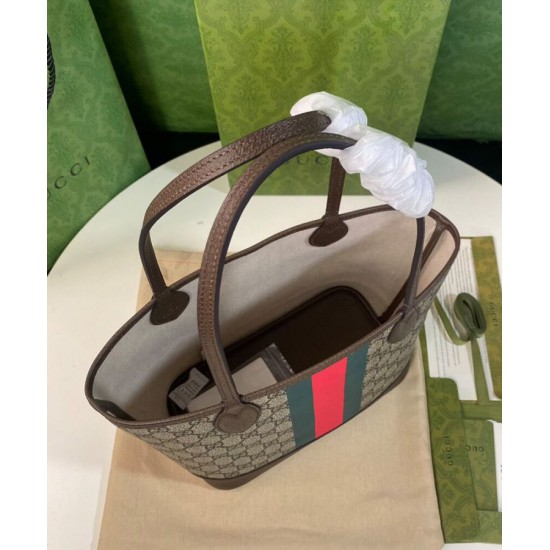 Replica Borsa tote piccola Ophidia Gucci 726762 Caffè scuro