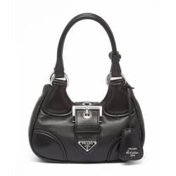 Replica Borsa Prada Moon imbottita in nappa 1BA381 nera